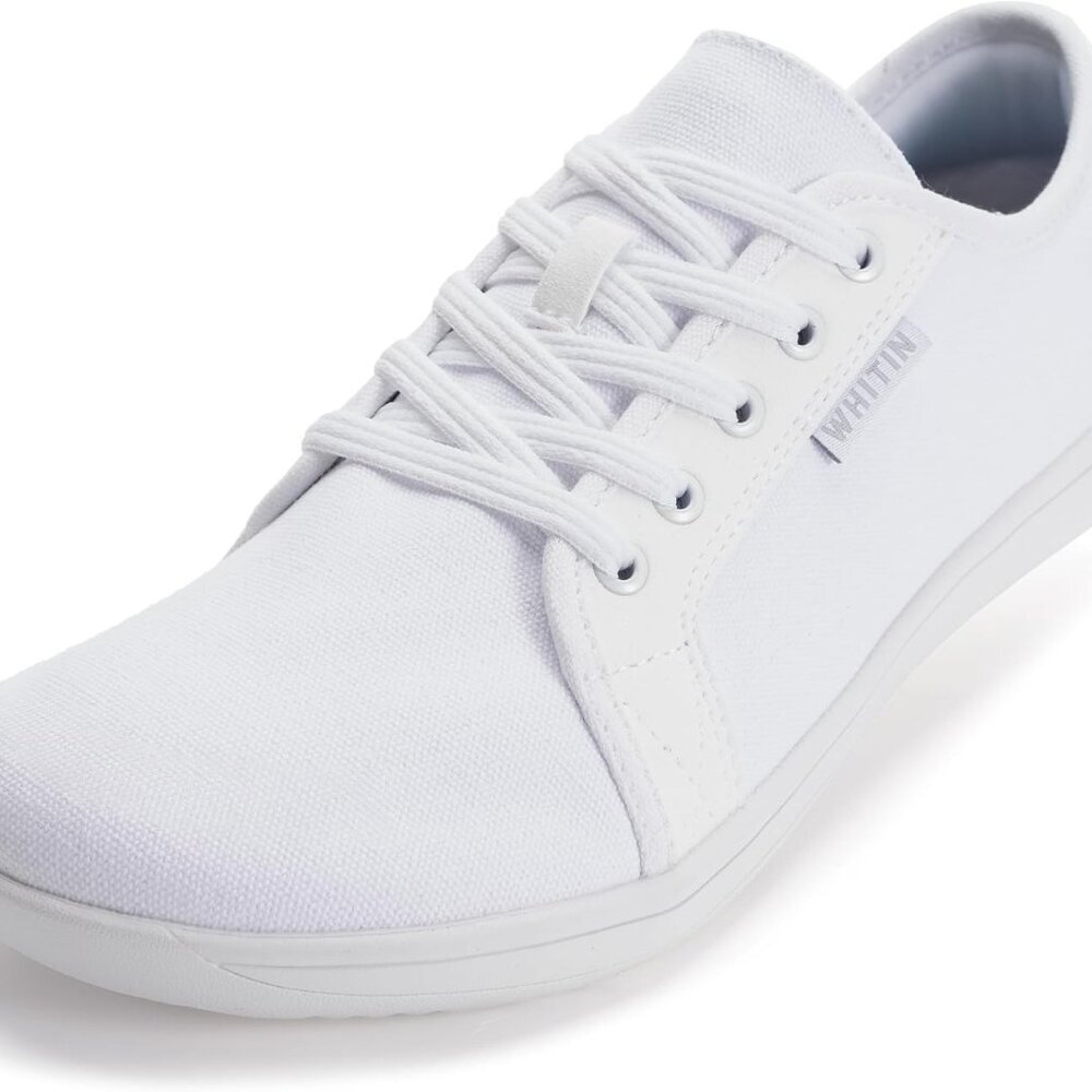 Women's Canvas Leather Barefoot Shoes Wide Fit Minimalist Sneakers Low Top